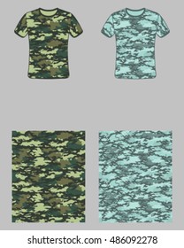 T-shirt camouflage design,fashionable seamless pattern, vector illustration.Millatry print 