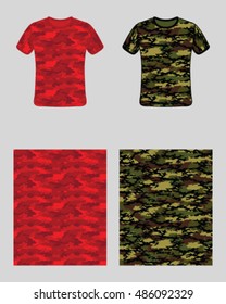 T-shirt camouflage design,fashionable seamless pattern, vector illustration.Millatry print