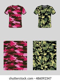 T-shirt camouflage design,fashionable seamless pattern, vector illustration.Millatry print