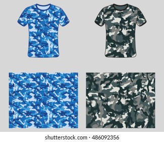 T-shirt camouflage design,fashionable seamless pattern, vector illustration.Millatry print
