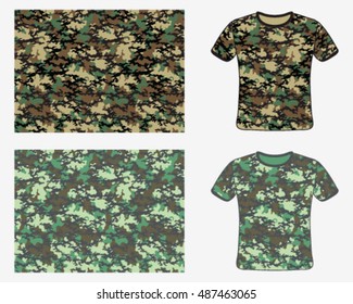 T-shirt camouflage design,fashionable seamless pattern, vector illustration.Millatry print