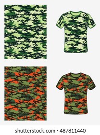 T-shirt camouflage design,fashionable seamless pattern, vector illustration.Millatry print