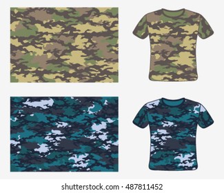 T-shirt camouflage design,fashionable seamless pattern, vector illustration.Millatry print