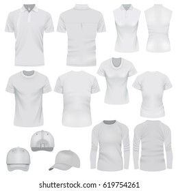 T-shirt cap mockup set. Realistic illustration of 10 t-shirt cap mockups for web