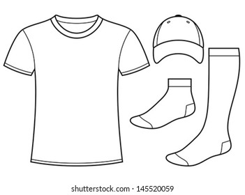 T-shirt, Cap and Socks template