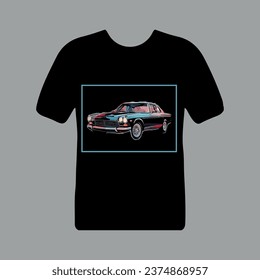 tshirt with car Miami street ,vector eps