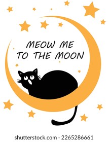 T-shirt, card design of black singing mooncat.