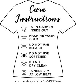 T-Shirt Care Instructions Card Vector svg