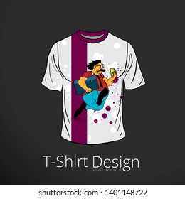 T-shirt with cartoon businessman character, vector