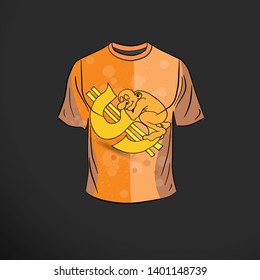 T-shirt with cartoon businessman character, vector