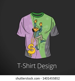 T-shirt with cartoon businessman character, vector