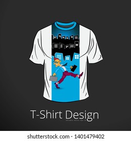 T-shirt with cartoon businessman character, vector