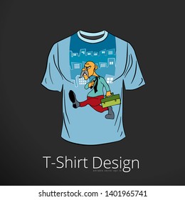 T-shirt with cartoon businessman character, vector
