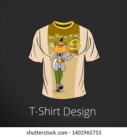 T-shirt with cartoon businessman character, vector