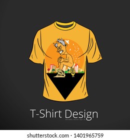 T-shirt with cartoon businessman character, vector