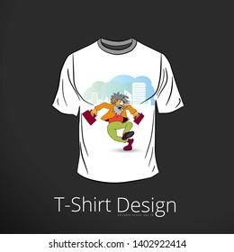 T-shirt with cartoon businessman character, vector