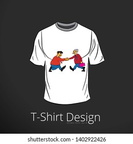 T-shirt with cartoon businessman character, vector