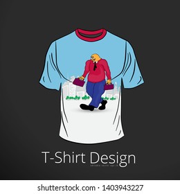 T-shirt with cartoon businessman character, vector