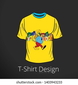 T-shirt with cartoon businessman character, vector