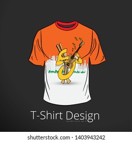 T-shirt with cartoon businessman character, vector