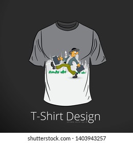 T-shirt with cartoon businessman character, vector