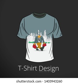 T-shirt with cartoon businessman character, vector