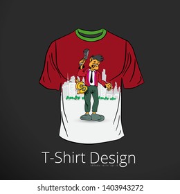 T-shirt with cartoon businessman character, vector