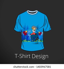 T-shirt with cartoon businessman character, vector