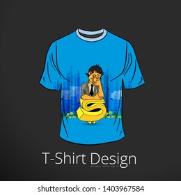 T-shirt with cartoon businessman character, vector
