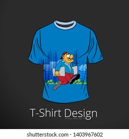 T-shirt with cartoon businessman character, vector