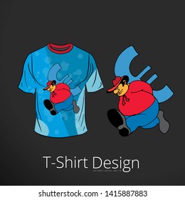 T-shirt with cartoon businessman character, vector