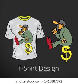 T-shirt with cartoon businessman character, vector