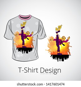 T-shirt with cartoon businessman character, vector