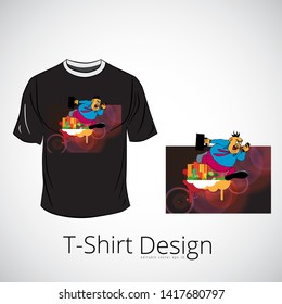 T-shirt with cartoon businessman character, vector