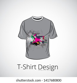 T-shirt with cartoon businessman character, vector