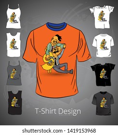 T-shirt with cartoon businessman character, vector