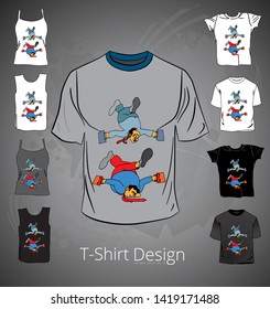 T-shirt with cartoon businessman character, vector