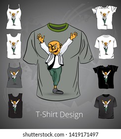 T-shirt with cartoon businessman character, vector