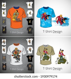 T-shirt with cartoon businessman character, vector