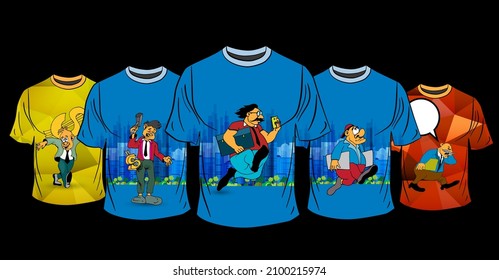 T-shirt with cartoon businessman character, vector