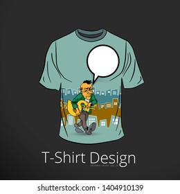 T-shirt with cartoon businessman character for young person, vector