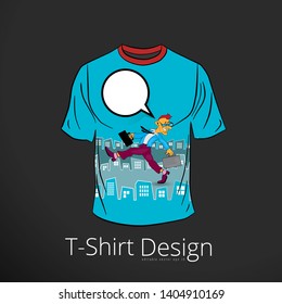 T-shirt with cartoon businessman character for young person, vector
