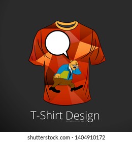 T-shirt with cartoon businessman character for young person, vector