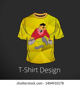 T-shirt with cartoon businessman character for young person, vector