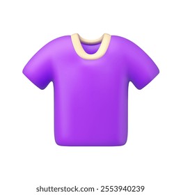 T-shirt cartoon vector 3d icon. Purple simple t shirt illustration isolated on white background. Clothing store concept, sports uniform