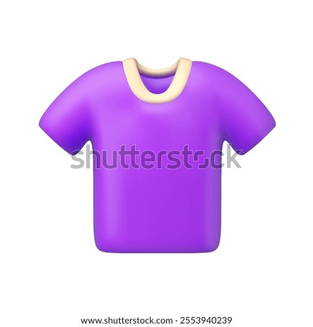 T-shirt cartoon vector 3d icon. Purple simple t shirt illustration isolated on white background. Clothing store concept, sports uniform