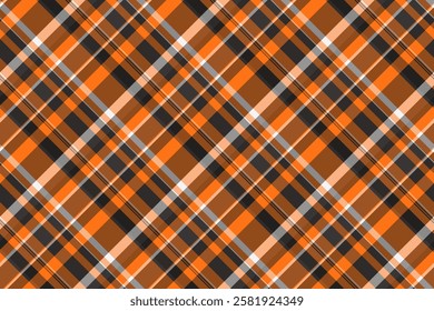 T-shirt check vector plaid, golf pattern fabric tartan. Knit textile background texture seamless in orange and dark colors.