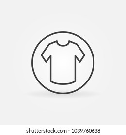 T-shirt in circle vector minimal icon or sign in thin line style