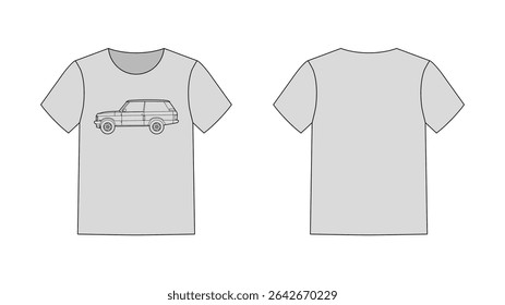 T-shirt com clássico SUV britânico auto carro esporte vetor modelo clássico curto  