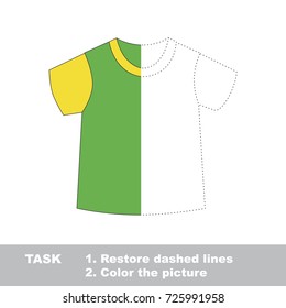 T-shirt Cloth. Dot to dot educational game for kids, the half tracing.